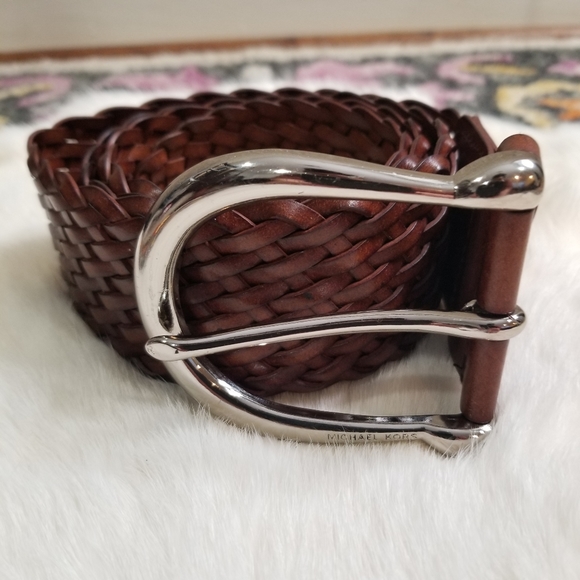 michael kors braided leather belt